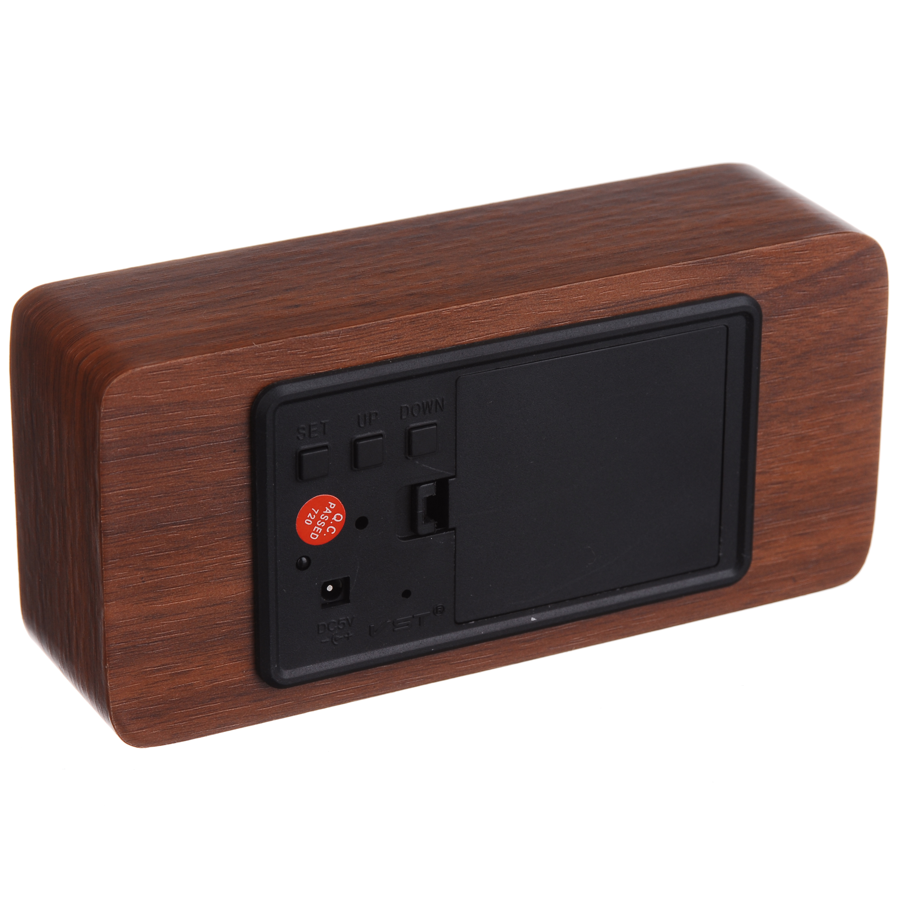 Настольные часы Led Woden Clock (VST-862-1) Коричневые с красной подсветкой