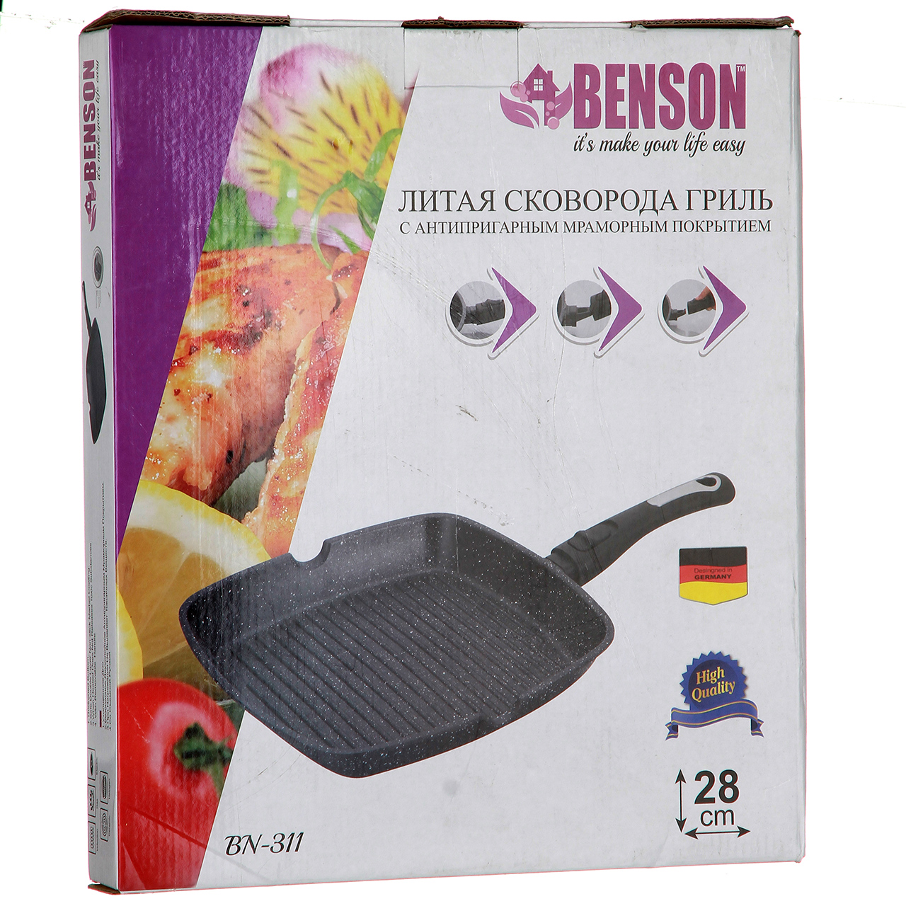 Сковорода для гриля Benson 28 x28 x 4 см (BN-311)