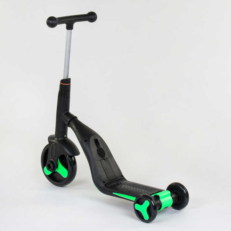 Самокат_3в1_JT_40405_(1)_Best_Scooter_самокат-велобег-велосипед_САЛАТОВЫЙ_свет_8_мелодий_колёса_PU_п