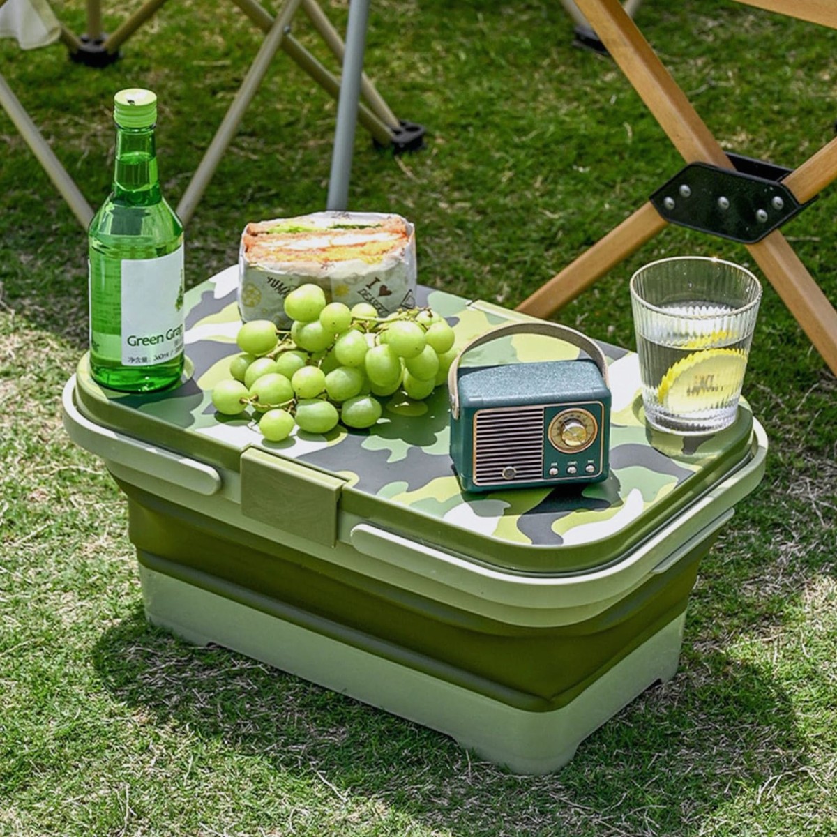 Складаний кошик для пікніка з кришкою-столиком Outdoor Folding Bucket 47 х 20 х 30 см (R97360)