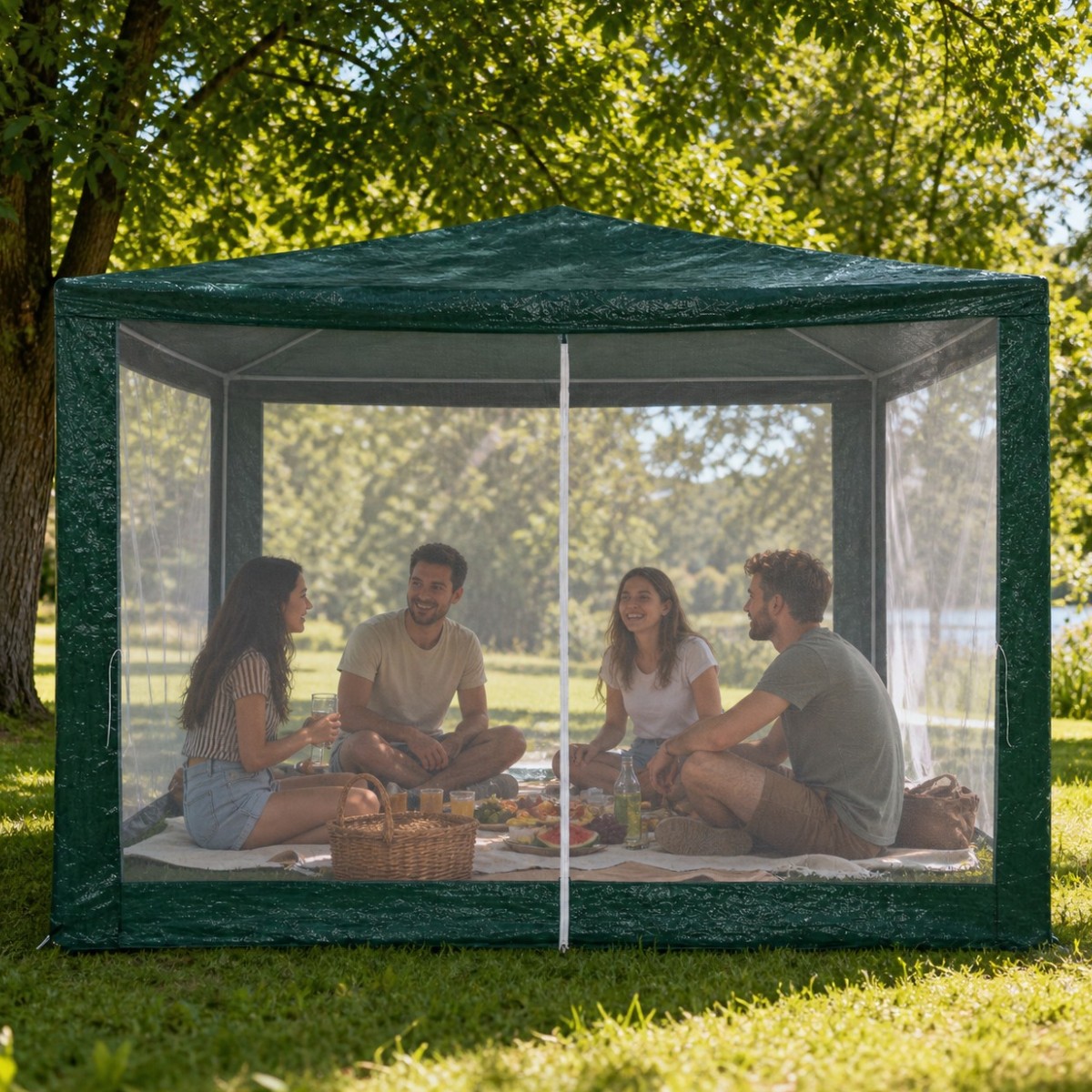 Садовая беседка-павильон Gazebo Tente 2.5 х 3 х 3 м складной шатер с москитной сеткой для сада, дачи