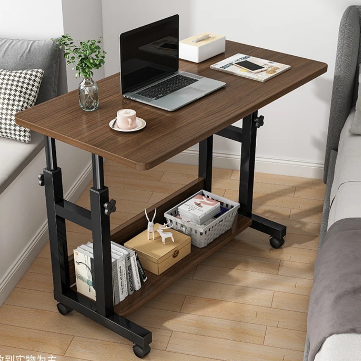 Стол компьютерный на колесиках с регулировкой высоты Laptop Table 80 х 40 х 69-90 см (M50261M-BR)