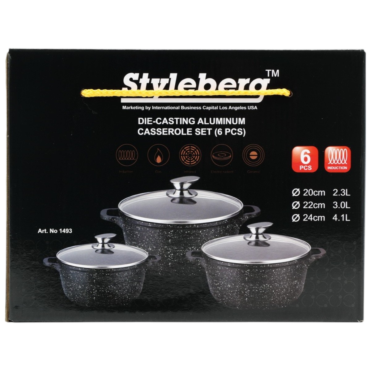Набор кастрюль Styleberg 6 предметов (ST-3025) Мраморное покрытие