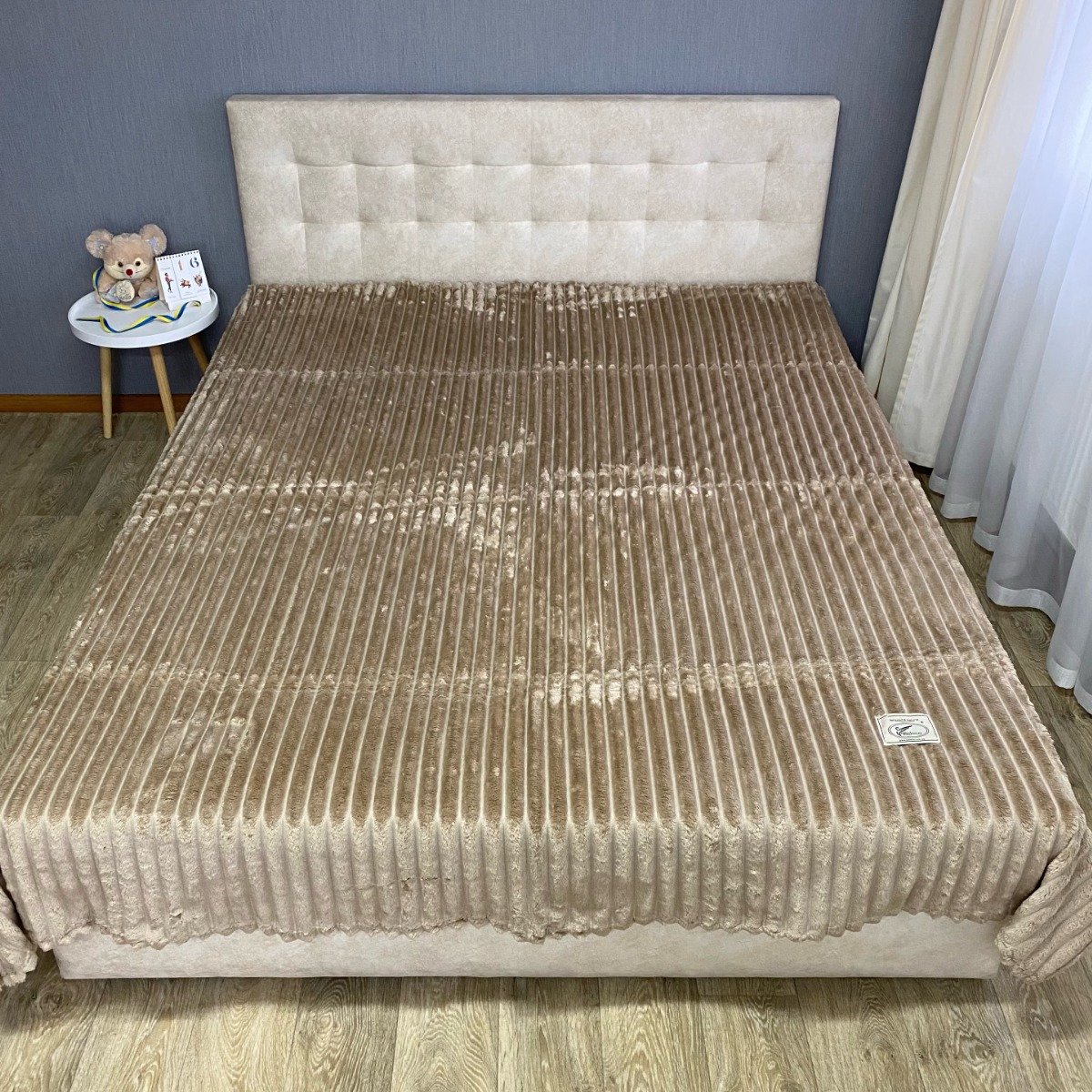 Плед Євро KOLOCO "Королівський шарпей" 4 см 200 х 220 см (37747) Капучино
