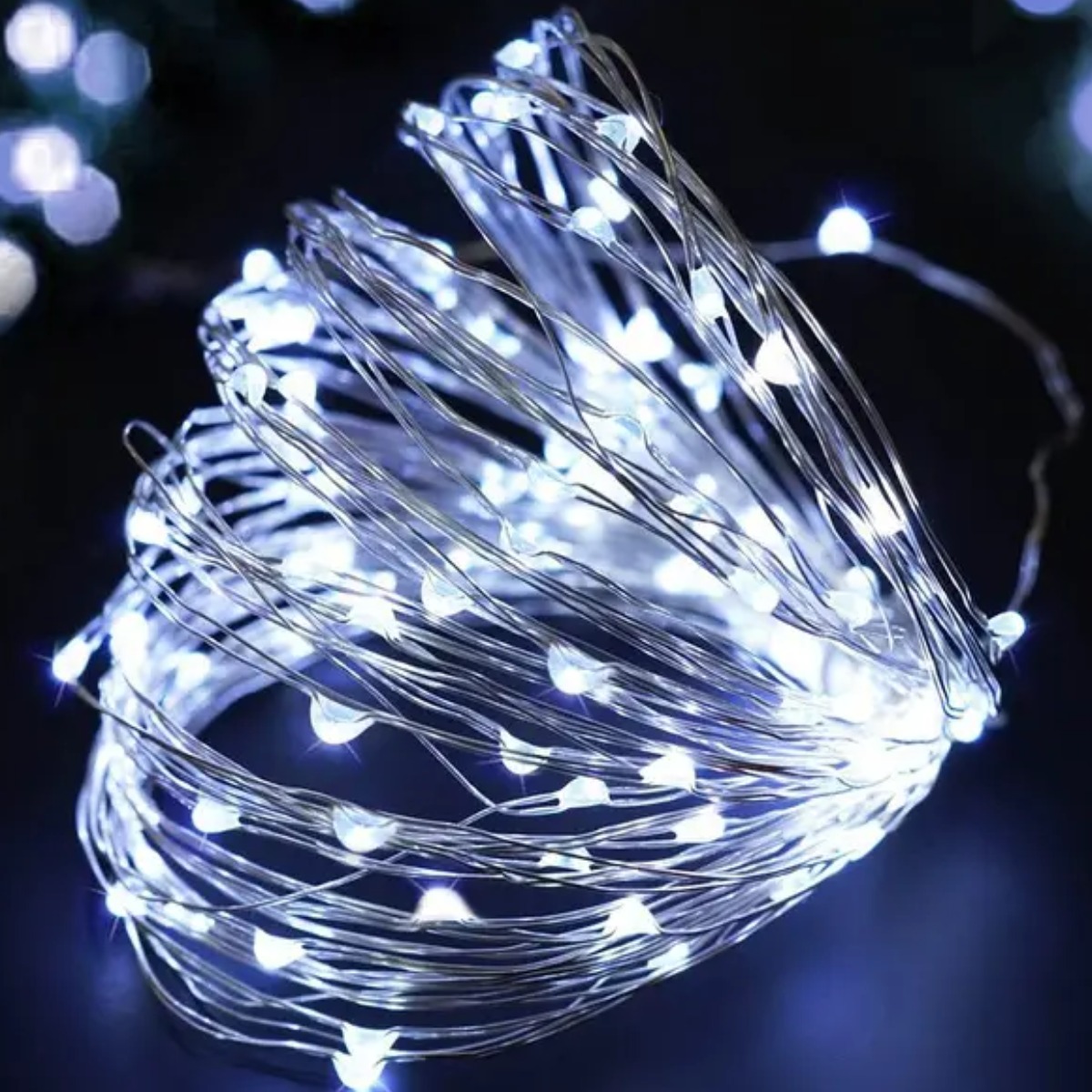 Гірлянда новорічна на батарейках Xmas "Крапля роси" 10 м (7291) Біла