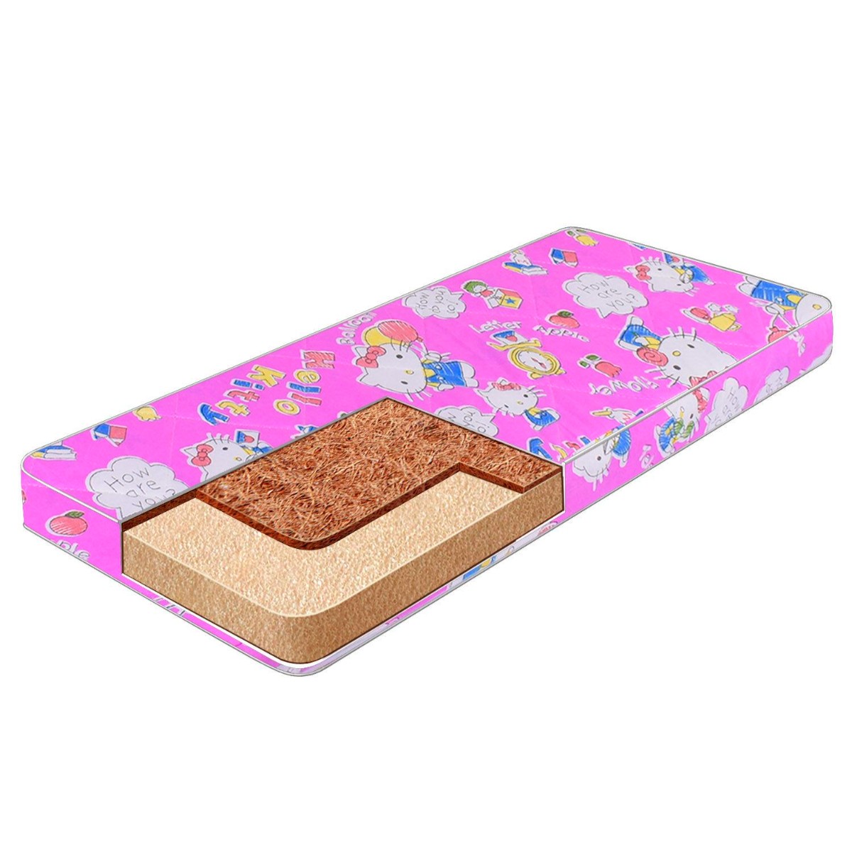 Матрац дитячий ортопедичний Homefort "Hello Kitty" 120 х 60 х 7 см (1112223) Рожевий