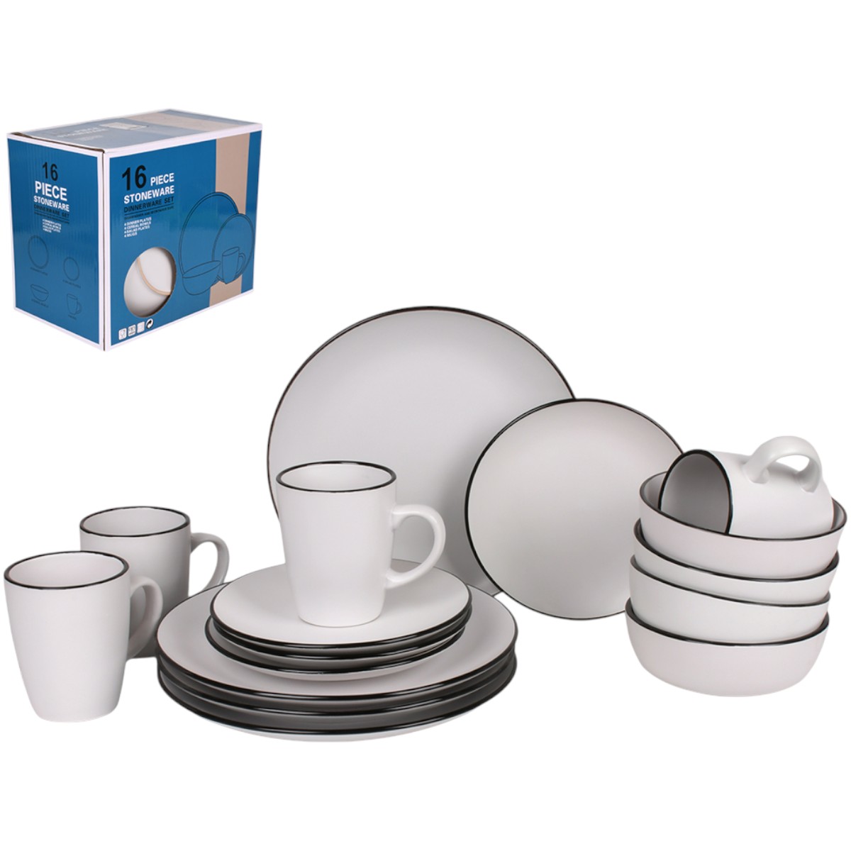 Набор столовой посуды Piece Stoneware 16 предметов (MC5575-2) Белый