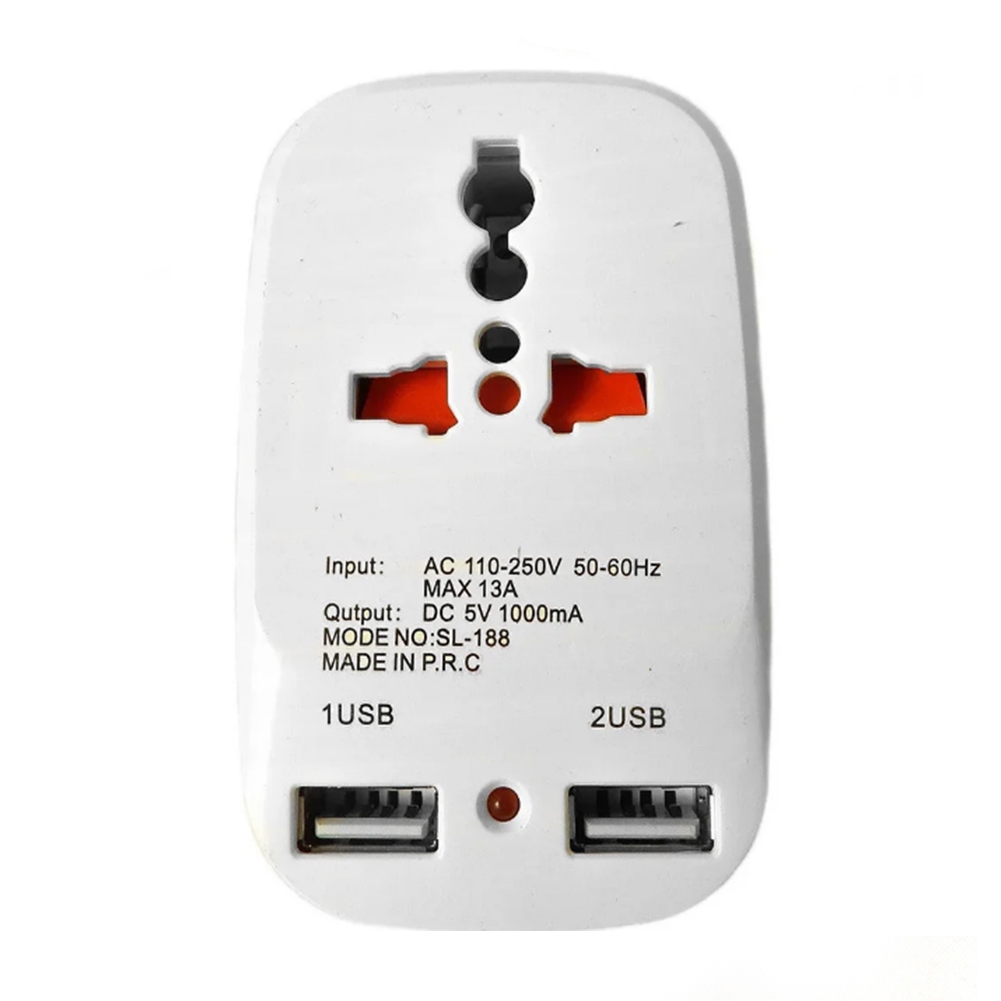 Сетевой тройник 2 USB Travel Adaptor 823 