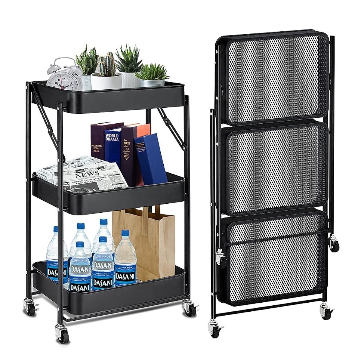 Этажерка на колесах Shelf On Wheels 3 яруса 45 х 29.5 х 76 см (R88690-W) Белая