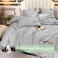 Постельное белье двуспальное KOLOCO Sophae сатин (37978) Светло-серый