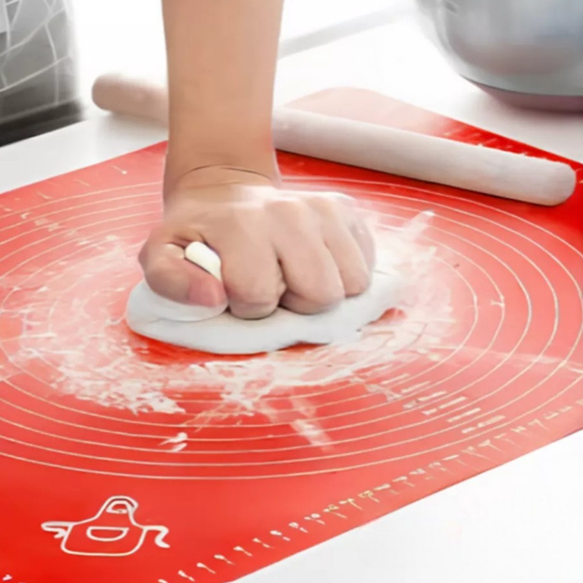Силиконовый коврик с разметкой для коржей Silicon Mate Testa 30 x 40 см  (Красный)