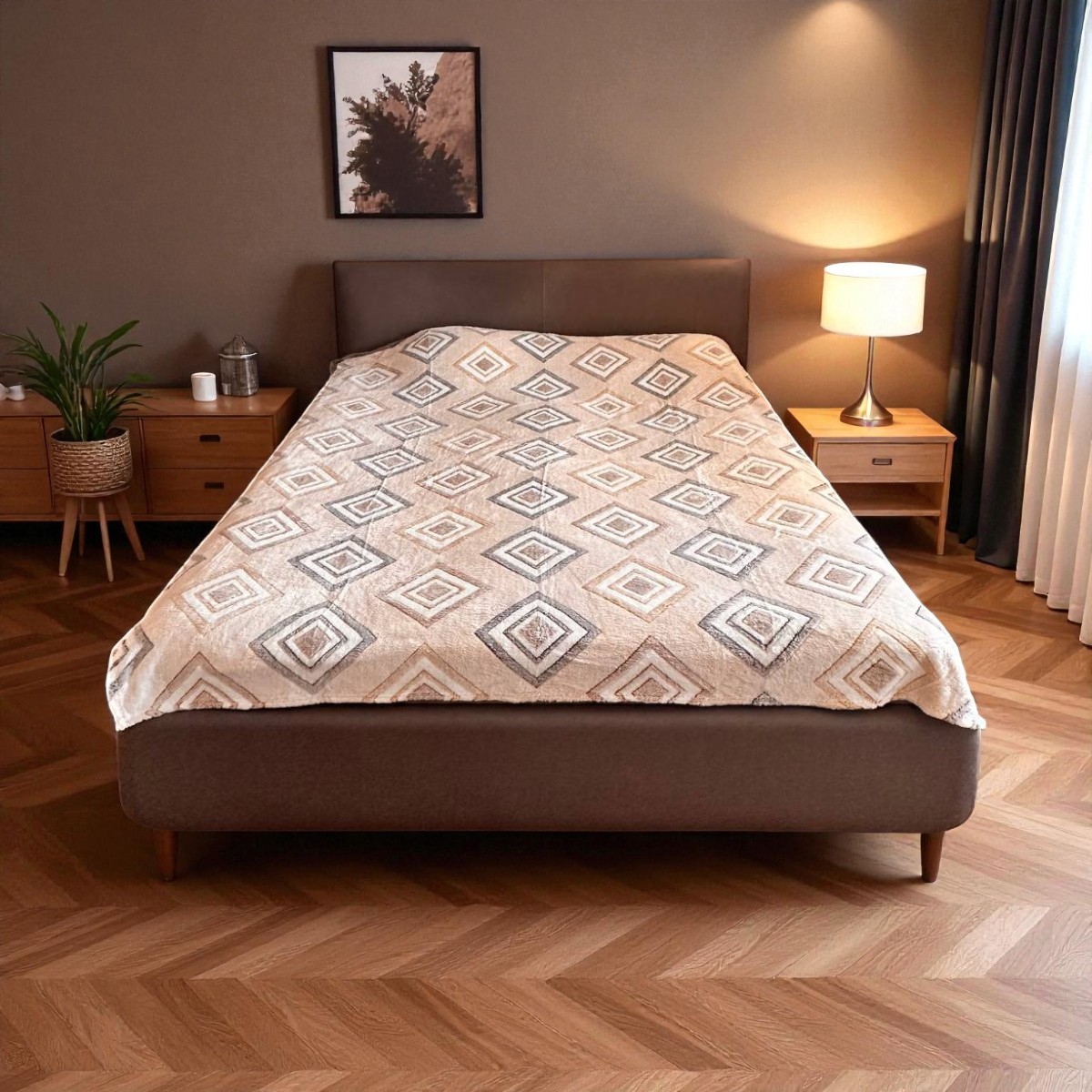 Плед Евро Colorful Home "Стрижка" 200 х 230 см (38096) Серо-бежевые ромбы