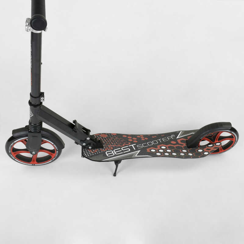 Самокат_двухколесный_88146_(2)_Best_Scooter_ЧЕРНЫЙ_зажим_руля_переднее_колесо_PU_-_230мм_заднее_коле