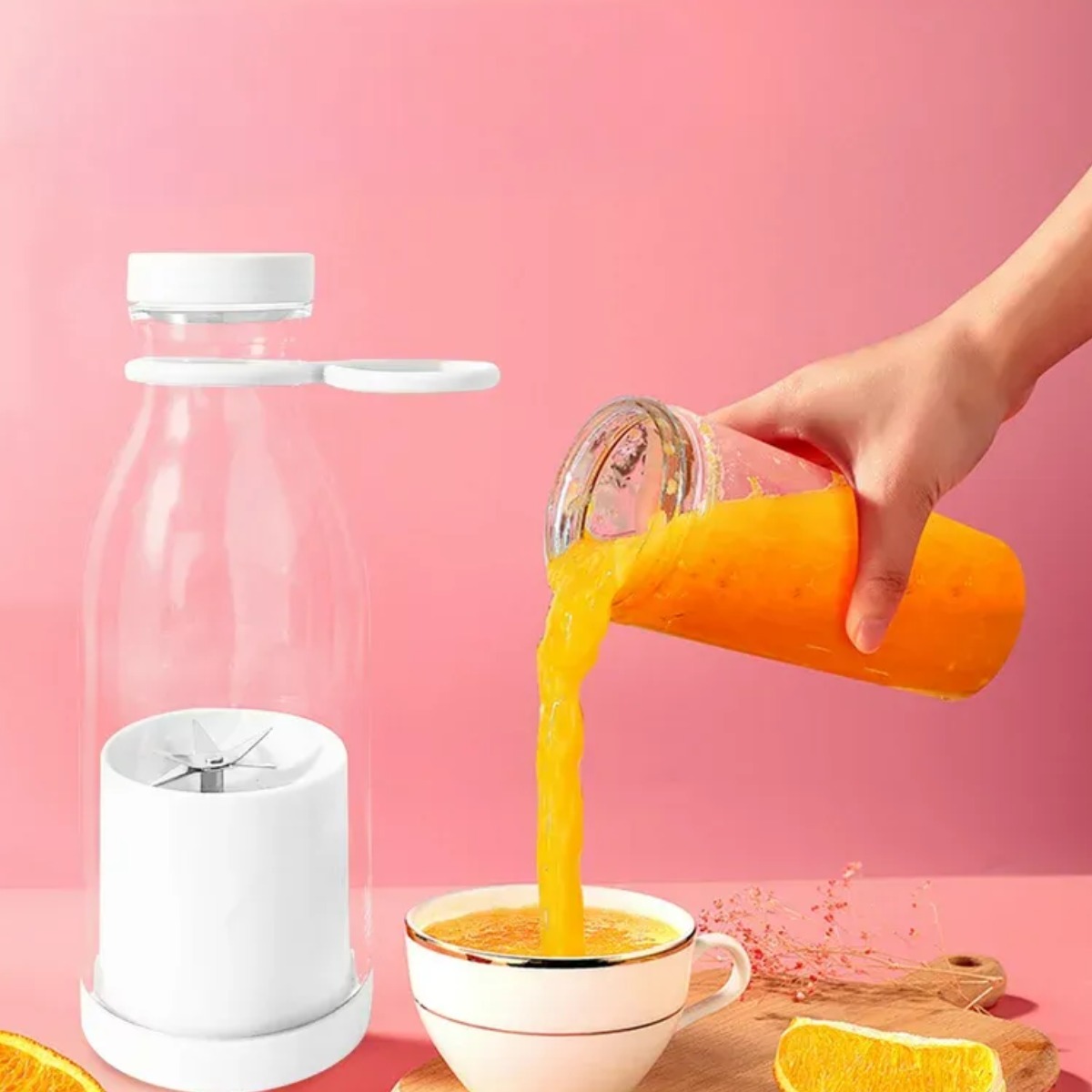 Портативный блендер бутылка для смузи FRESH JUICE (Белый)