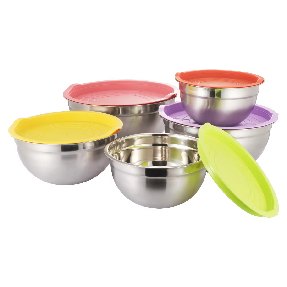 Набір мисок із кришками Salad Bowl із нержавіючої сталі 10 предметів (R93816-10)