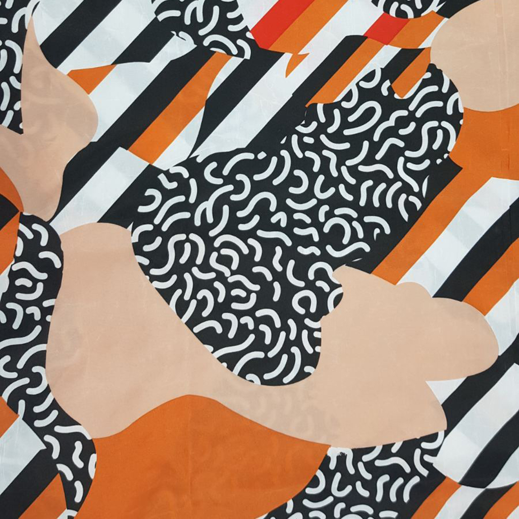 Підковдра двоспальна ТIROTEX бавовна 175 х 210 см (34657) Чорно-білі смужки на оранжевому