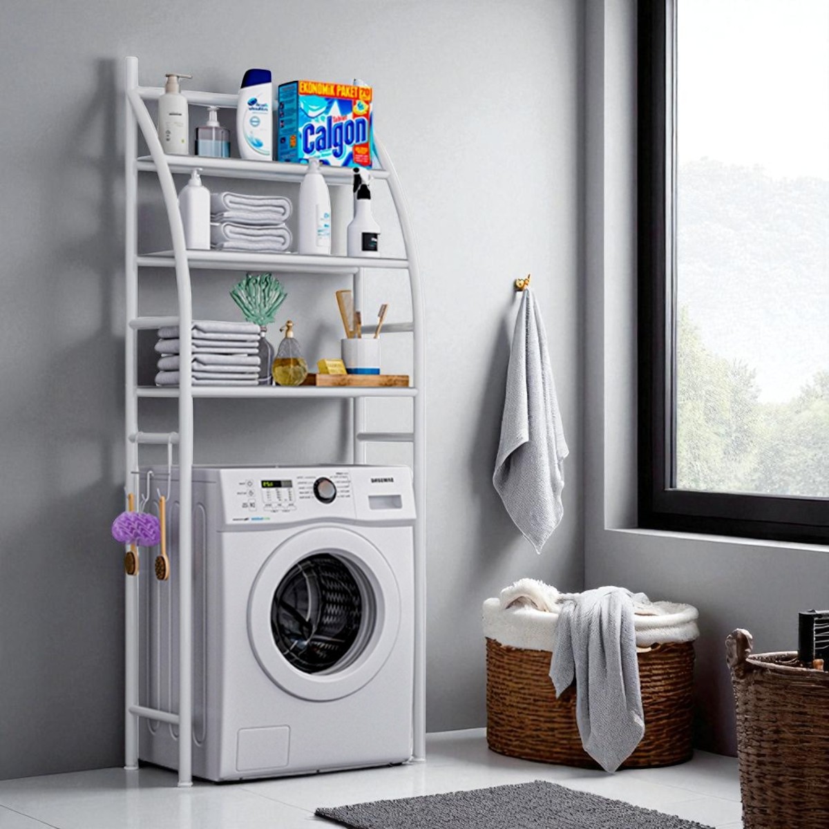Полка стеллаж напольная над стиральной машиной Laundry Rack 65 х 25 х 165 (R30889)