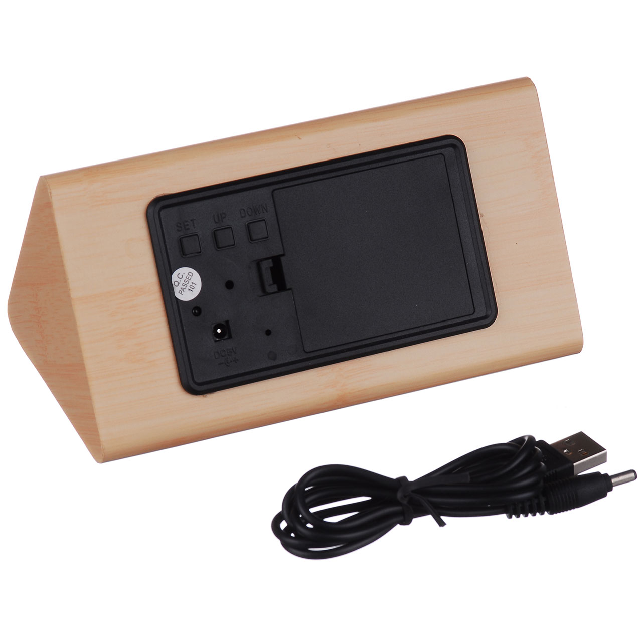 Настольные часы Led Woden Clock (VST-861-1) Бежевые с белой подсветкой