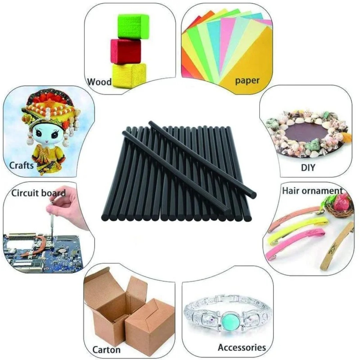Клейові стержні  Glue Sticks 11 мм х 30 см 25 шт 1 кг Чорний