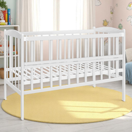 Кроватка детская откидной бортик TOYS "Радуга" Белая
