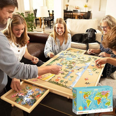 Дошка для збирання пазлів Puzzle Board + подарунок Пазли "Карта Світу"