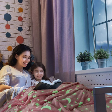 Светящийся плед Magic Blanket "Звездное небо" 120 х 180 см Розовый