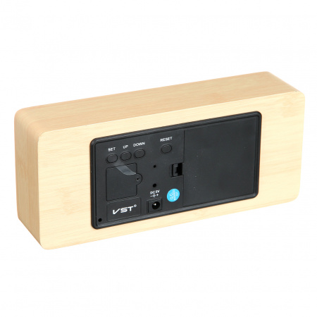 Настільний годинник Led Woden Clock (VST-865-1) Бежевий з жовтими цифрами