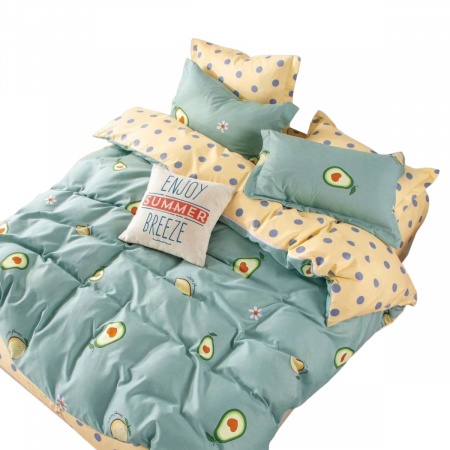 Комплект постельного белья Евро ZMW "Home Textile" сатин (37416) Авокадо