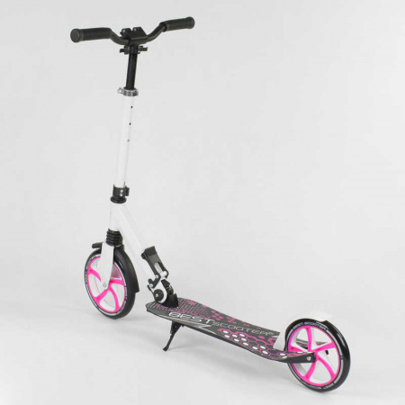Самокат_двухколесный_70518_(2)_Best_Scooter_БЕЛЫЙ_зажим_руля_переднее_колесо_PU_-_230мм_заднее_колес