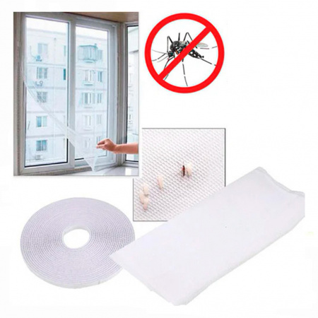 Москітна сітка на двері і вікна Mosquito Net 130 х 150 см з кріпильною стрічкою, що самоклеїться (81909)
