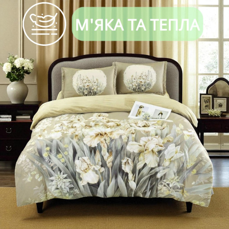 Велюрова постільна білизна Євро KOLOCO "5D малюнок" (42293) 