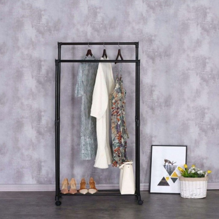 Телескопическая стойка-вешалка для одежды Double Pole Clothes Horse R29746