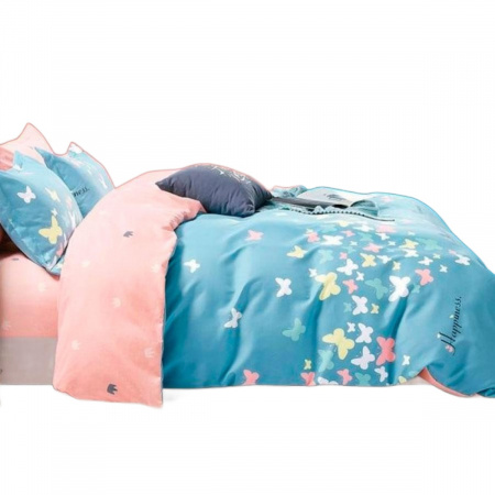 Комплект постільної білизни двоспальний ZMW "Home Textiles" (37623) Метелики на синьому