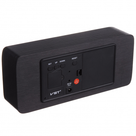 Настільний годинник Led Woden Clock (VST-865-1) Чорний з червоним підсвічуванням