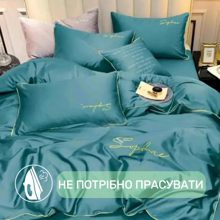 Постельное белье двуспальное KOLOCO Sophae сатин (37965) Бирюзовый