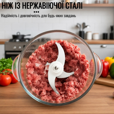 Подрібнювач кухонний RAF 2 л чопер подрібнювач, комбайн для кухні, блендер зі скляною чашею