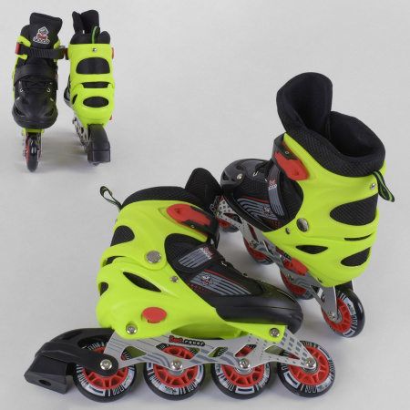 Ролики_50034-S_Best_Roller_размер_30-33_цвет_-_САЛАТОВЫЙ_(6)_колёса_PVC_ПЕРЕДНЕЕ_КОЛЕСО_СВЕТ_в_сумке