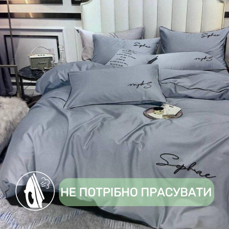 Постільна білизна Євро KOLOCO Sophae сатин (40688) Сірий