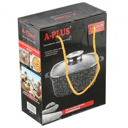 Кастрюля A-PLUS 3.2 л (1472) Квадратная с Мраморным покрытием