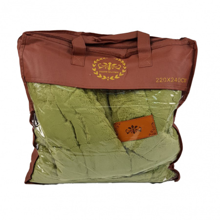 Плед покривало шиншилу HOME TEXTILES мікрофібра 220 х 240 (34648) Оливковий