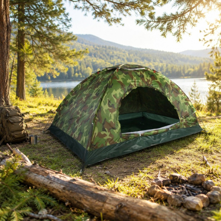 Намет туристичний тримісний Yibo Huwai Tent 200 х 150 х 110 см для відпочинку кемпінгу (2015) Хакі
