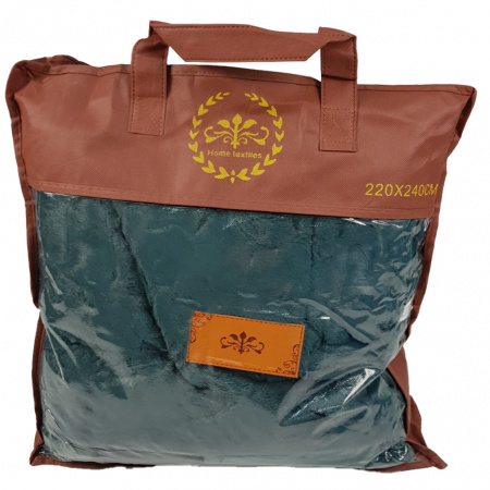 Плед покривало шиншилу HOME TEXTILES мікрофібра 220 х 240 (34644) Темно-зелений