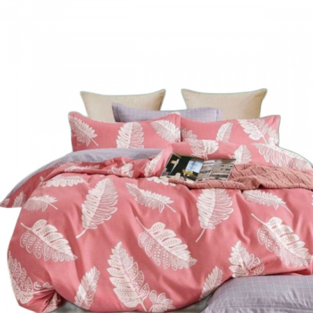 Комплект постільної білизни двоспальний ZMW "Home Textiles" (37628) Біле пір'я на рожевому