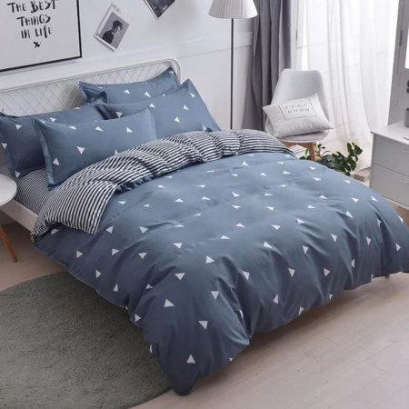 Комплект постільної білизни полуторний ZMW "Home Textiles" (37638) Трикутники на синьому