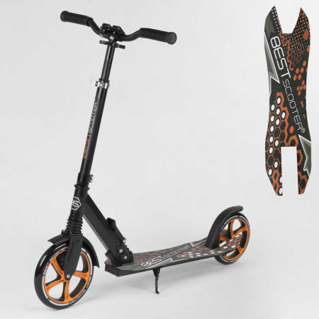 Самокат_34750_(2)_Best_Scooter_ЧЕРНЫЙ_зажим_руля_переднее_колесо_PU_-_22_см_заднее_колесо_PU_-_20_см