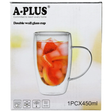 Чашка з подвійними стінками A-PLUS 450 мл (7007)