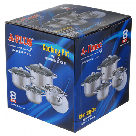 Набор кастрюль A-PLUS 8 предметов (1296)