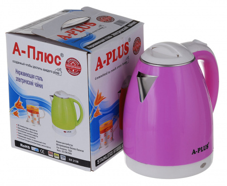 Электрочайник A-PLUS 2,0 л Нержавейка (2128) Фиолетовый