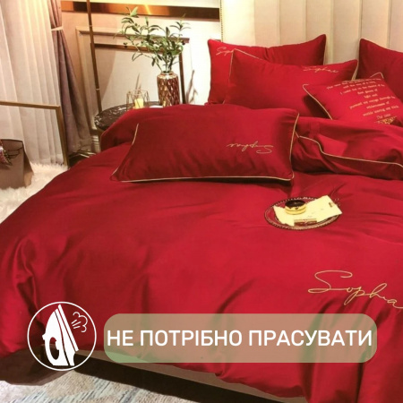 Постельное белье Евро KOLOCO Sophae сатин (40957) Красный