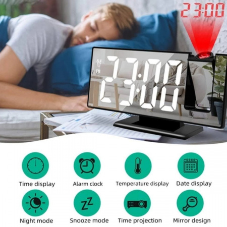 Настільний годинник Led Mirror Clock з проекцією 